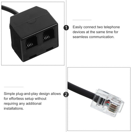 Telephone Extension Cord Line Connector Connectors Double Adapter Plug Splitter - Afbeelding 9 van 12