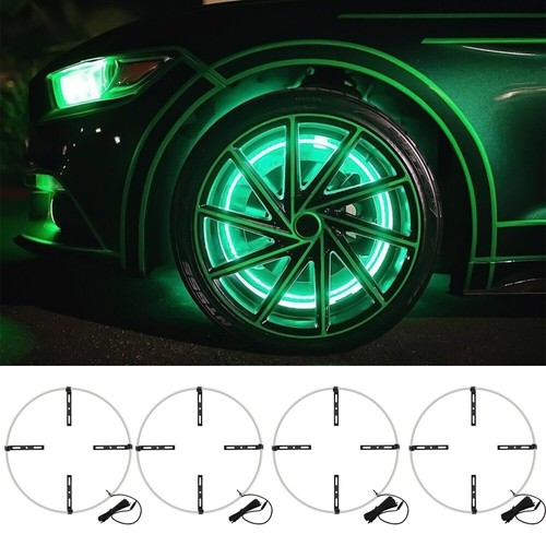 4) 15.5'' RGB Wheel Ring Light LED Kit For Truck Car Rim Light Bluetooth APP - Picture 9 of 13