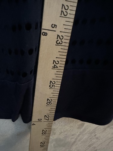 Jaclyn Smith Shirt Womens 2XL Navy Blue 3/4 Sleeve Textured Eyelet Pullover Top - Picture 5 of 10