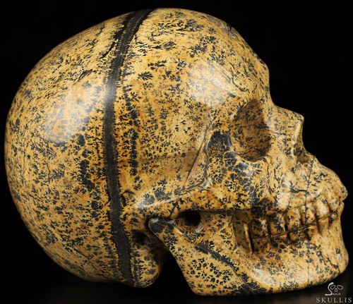 3.5" Chinese Painting Stone Hand Carved Crystal Skull, Realistic, Healing - Picture 3 of 7