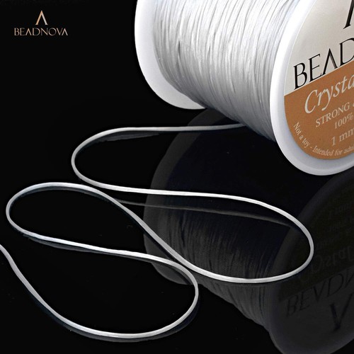 BEADNOVA 1mm Elastic Stretch Crystal String Cord for Jewelry Clear White  - Picture 5 of 9