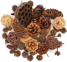 38PCS Christmas Pine Cone Set, Artificial Acorns Berry Craft and Natural Pinecon