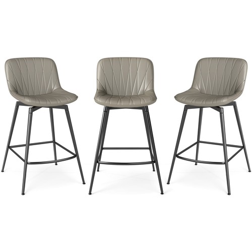 Küche gepolstert Barhocker 3er Set drehbar Thekenhöhe Barstühle, 30" - Bild 34 von 49