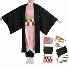 Demon Slayer Kimetsu no Yaiba Kamado Nezuko Girls Cosplay Costume Kimono Large