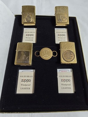 Zippo 1995 Set Of 4 World War II Vol. I Solid Brass Lighter. NEW