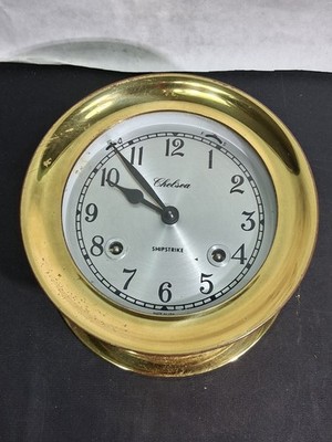 アンティーク雑貨 CHELSEA CLOCK Rare Antique CHELSEA WW1 Brass Ships Clock 6