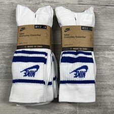 2 - Nike Everyday Essential Blue/White Size Large Crew Socks 3 Pairs DX5089-105