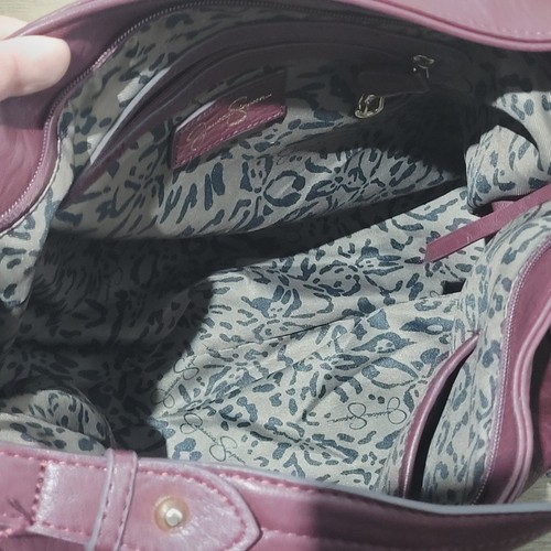Bolso Hobo Jessica Simpson Borgoña Grande Forro Estampado Leopardo - Imagen 11 de 11