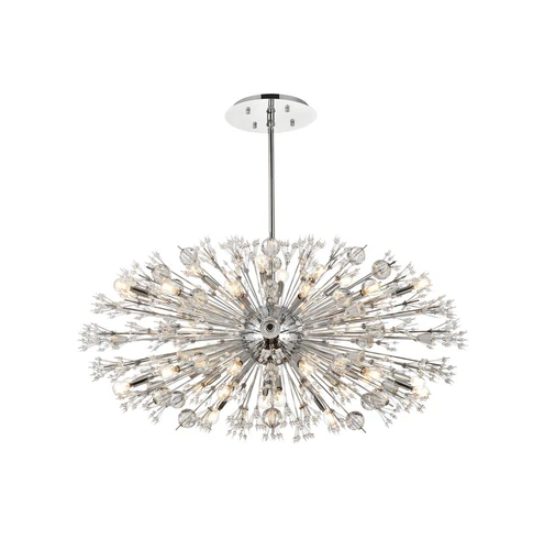 Elegant Lighting Vera 48" Crystal Starburst Oval Pendant In Chrome - Picture 1 of 9
