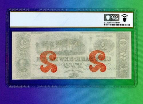 New Haven Connecticut $2 City Bank of New Haven 1860s PCGS 64 OBSOLET CURRENCY - Picture 2 of 2