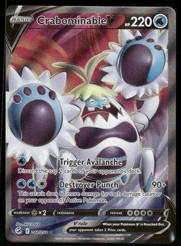 Crabominable V 248/264 Ultra Rare Fusion Strike Pokemon Holo Near Mint