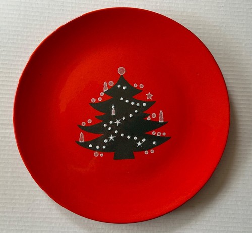 Red Christmas Tree 12” Serving Plate Waechtersbach Style No Markings - Picture 1 of 5
