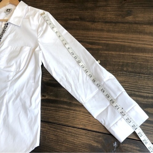 NWT Anne Klein White Button Down Shirt Women’s Large Poplin Blouse Career Office - Afbeelding 12 van 14