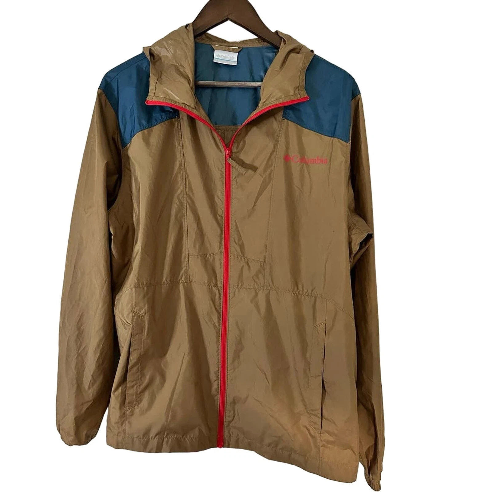 Columbia Medium Jacket Flashback Lightweight Windbreaker in Gold Olive Blue Zip