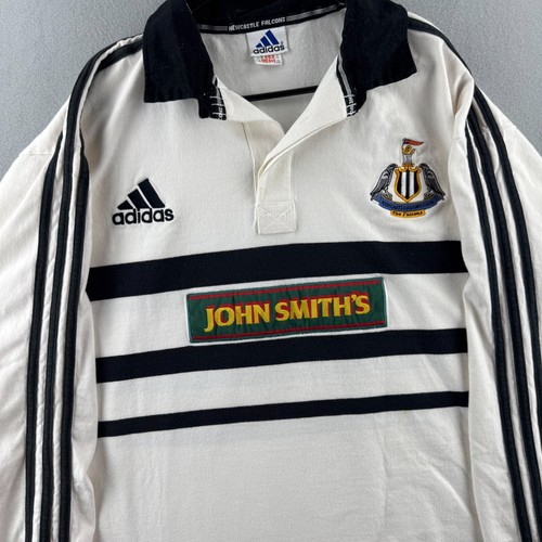 Adidas Newcastle Rugby Club Shirt Mens 2XL Cotton Long Sleeve Jersey The Falcons - Picture 2 of 24
