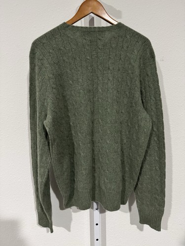 Polo Ralph Lauren 100% Cashmere Sweater Men L Cable Knit Green Pullover Vintage - Picture 6 of 11