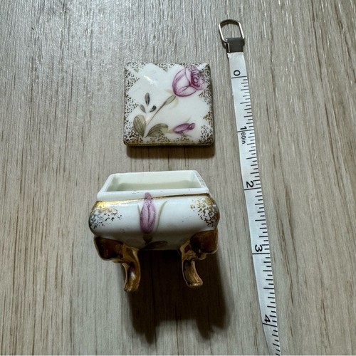 Vintage 60er Jahre Miniatur Porzellan Schmuckschatulle, Blumenmuster Made in Japan RAR - Bild 10 von 10