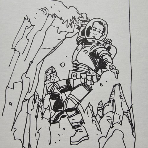 Original CHARLIE ADLARD art (Pre- Walking Dead) Cliff Sketch | 2000 | Astronaut - Picture 9 of 9
