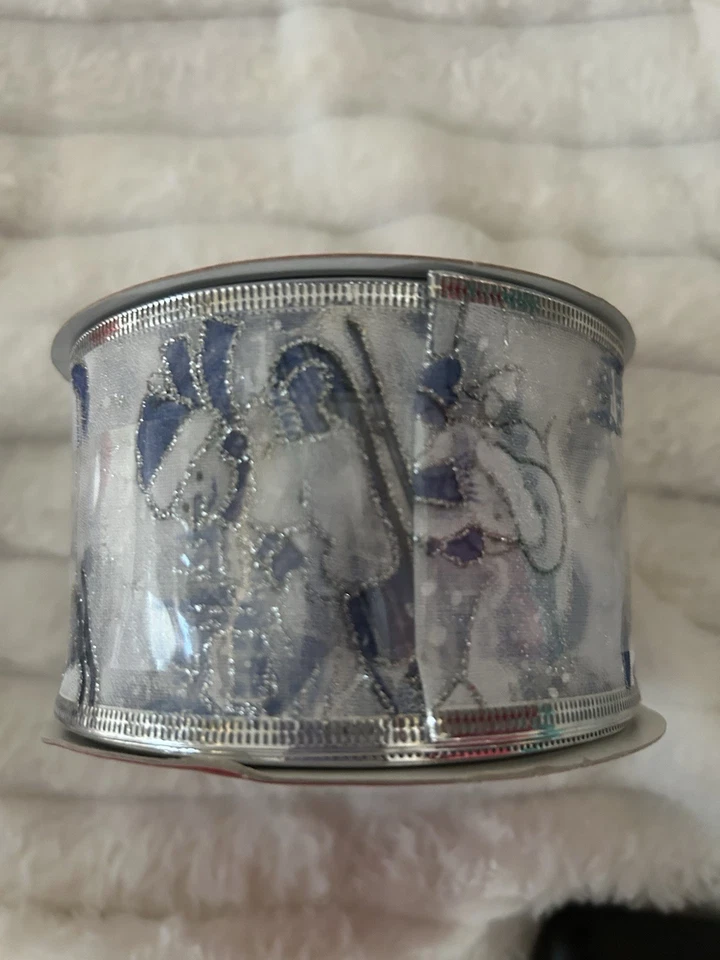 3 - 30 Foot Wired Christmas Ribbon 3” Wide .  3 Snowmen Rolls - Image 3 of 4