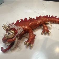 Folkmanis Vintage 2006 Small Red  Gold Dragon Plush Stuffed Puppet Animal