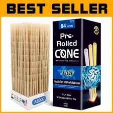 1000 Pack 1 1/4 Pre Rolled Cones Natural Brown Rolling Paper