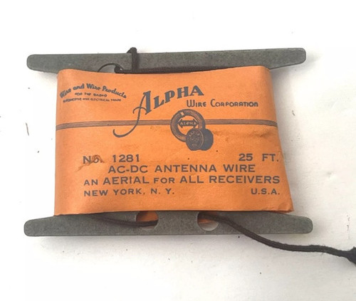 1920's NOS ANTIQUE RADIO Alpha Wire Corp Brown Braided Radio AC-DC Antenna Wire - Picture 1 of 1