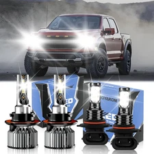 For Ford F-150 2004-14 4Pcs LED Headlight High&Low Beam Bulb+Fog Light Kit 6500K