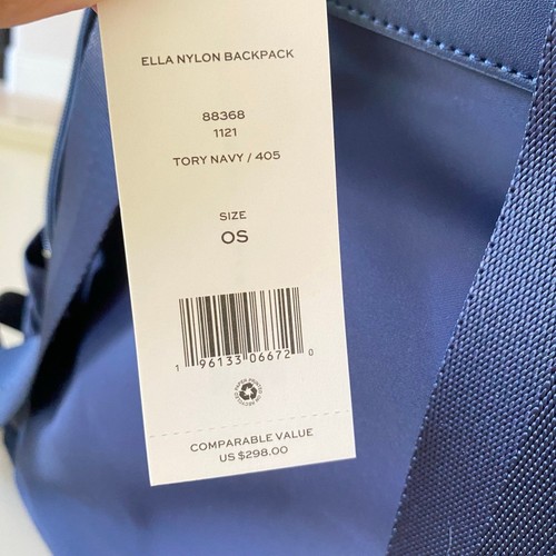 Tory Burch Ella Nylon Backpack Bag In Tory Navy 88368 - Picture 8 of 8