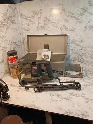 #ad PORTER CABLE 556 PLATE JOINER w TILT FENCECASE amp; BISCUITS 120V GREAT CONDITION $44.62