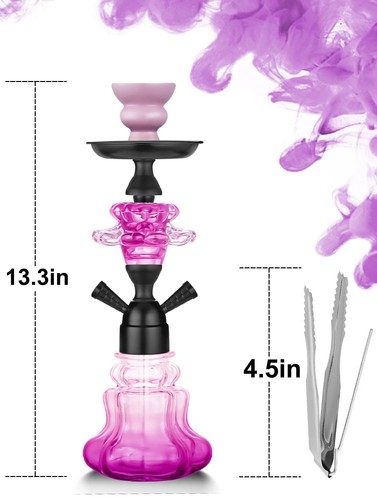 Hookah Set With Everything 14'' Shisha Hookah Complete Set - Glass Flower Vas... - Picture 5 of 7