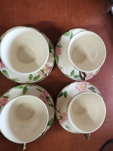 Vintage Franciscan Desert Rose Coffee /Tea Cup & Saucer Set of 4, Crack On 1 Cup