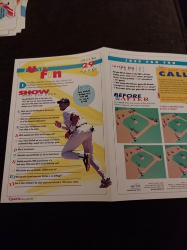 Dave Winfield Poster Pages 1995 Oddball Item - Picture 2 of 2