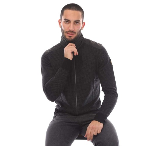 Men's Jumper Belstaff Kelby Full Zip Cardigan in Black - Picture 4 of 4