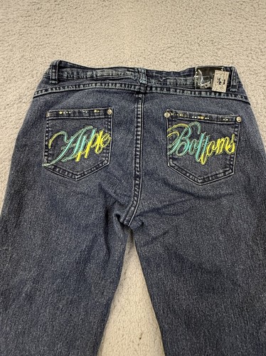 Vtg Apple Bottoms Jeans Sz 9 Embroidered Stone Wash Bling 90s Y2K Fits - Picture 10 of 11