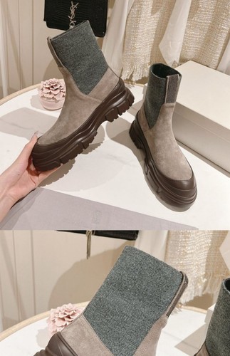 Bru-nello New Cuci-nelli Wool Short Tube Thick-Soled Knitted Boots Suede Booties - Bild 7 von 25