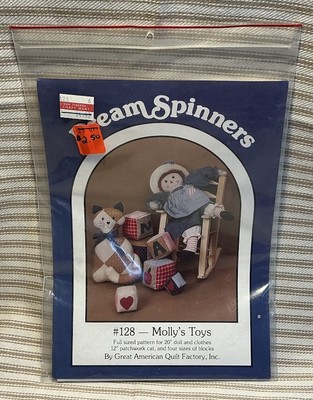 Vintage Dream Spinners Pattern #128 Molly s Toys - 1986 - Doll, Cat, Blocks