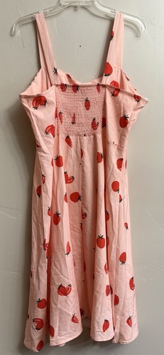 Abito midi donna stile vintage senza maniche linea A con fragola rossa taglia XL - Foto 6 di 12