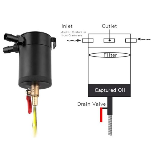 Oil Catch Breather Can Universal Baffled Reservoir Tank Kit With Filter 2-Port - Picture 10 of 15