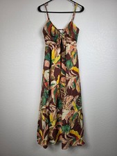 Anthropologie En Crème Tropical Print Maxi Dress Medium