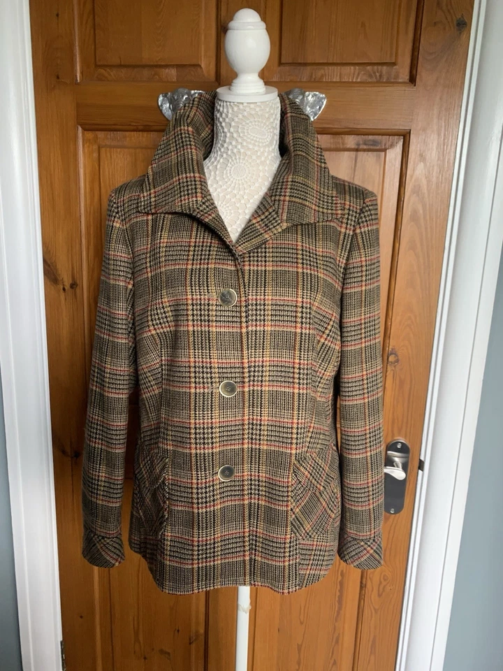 Ladies Jacket Part Wool by Kirsten Brown Mix Check Pattern Size 18 NWOT - Image 2 of 4