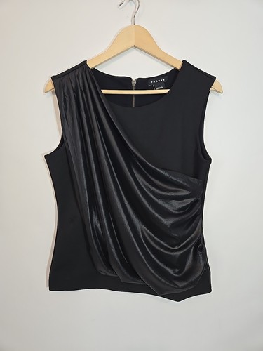 Trouve Mujer Negro Cortina Frontal Sin Mangas Top Cremallera Trasera Talla Mediana - Imagen 1 de 9