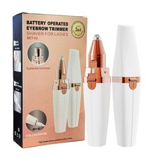 Facial Hair Remover, Eyebrow Trimmer, Portable 2 in 1 Razor  White