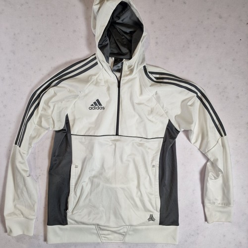 Adidas Mens Middled Half Zip Hoodie White Three Stripes Ribbed Size Medium UK - Picture 9 of 16