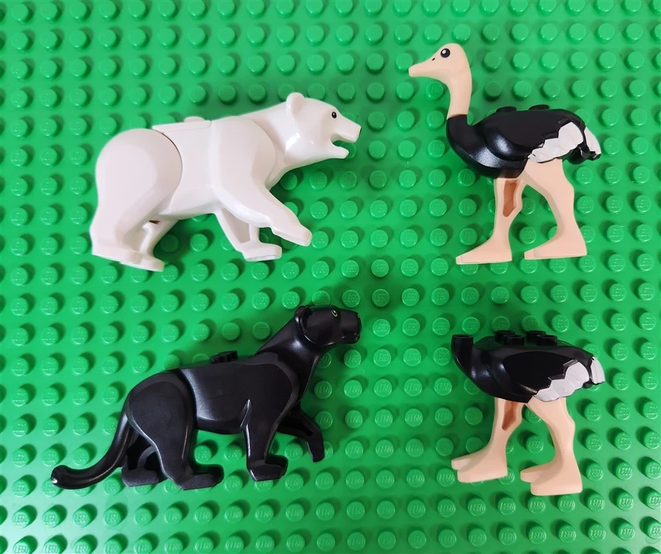 LEGO City Lote de 4 ANIMALES SALVAJES Oso Polar Pantera Negra y 2 Avestruces ~ Gato Foto 2 de 3
