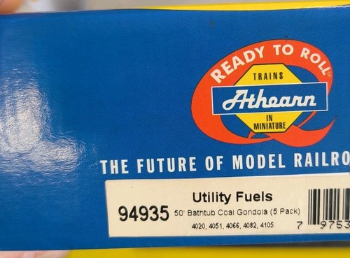 Góndola de carbón para bañera Athearn Utility Fuels 50' a escala Ho paquete de 5 94935 | Zustand: New