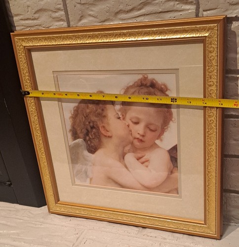 "First Kiss" Matted Art Print By William Bouguereau In Gold Frame - Picture 4 of 8