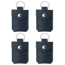 4 Pack Leather Key Fob Genuine Leather Keys Cover Portable Key Rings Dark Blue