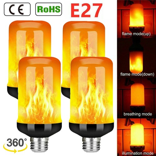 4X E27 LED Licht Fackel Feuer Lampe Flammen Effekt Glühbirne Flacker Birne Deko - Picture 18 of 27