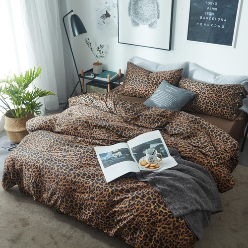Leopard Bettdecken-Set Queen Bettdecken-Set 3-teilig Leopardenmuster Bettdecke Fl... - Bild 3 von 9