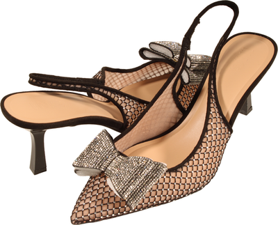 #ad I.N.C. Eadda Women#x27;s Pointed Toe Slingback Pump Black Mesh With US Size 12 M $44.98